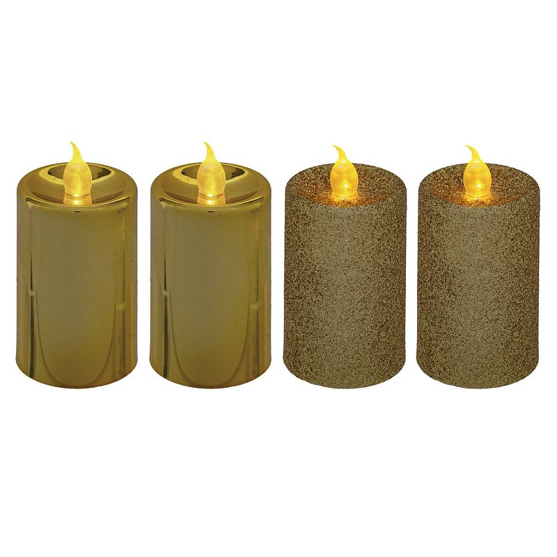 Foto van Feeric lights and christmas led kaarsen set - 4x st - goud -h7,5 cm - led kaarsen