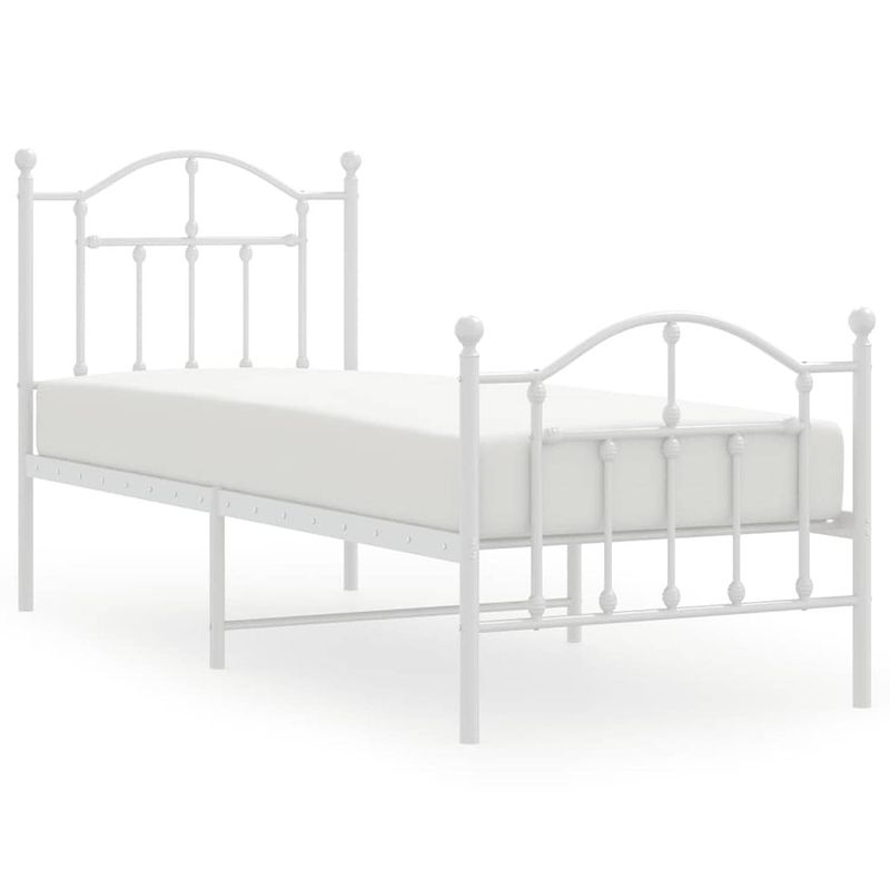 Foto van Vidaxl bedframe met hoofd- en voeteneinde metaal wit 75x190 cm