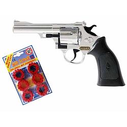 Foto van Plaffertjes speelgoed pistool/revolver met 12 schoten magazijn - verkleedattributen