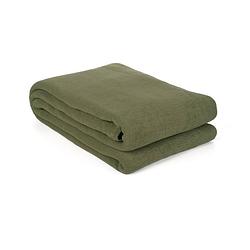 Foto van Yellow katoen bedsprei plaid ica - army green 270x260cm