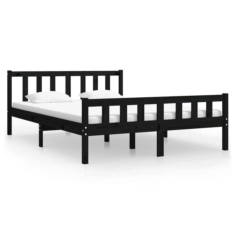 Foto van The living store bedframe - klassiek grenen - 195.5 x 125.5 cm - zwart