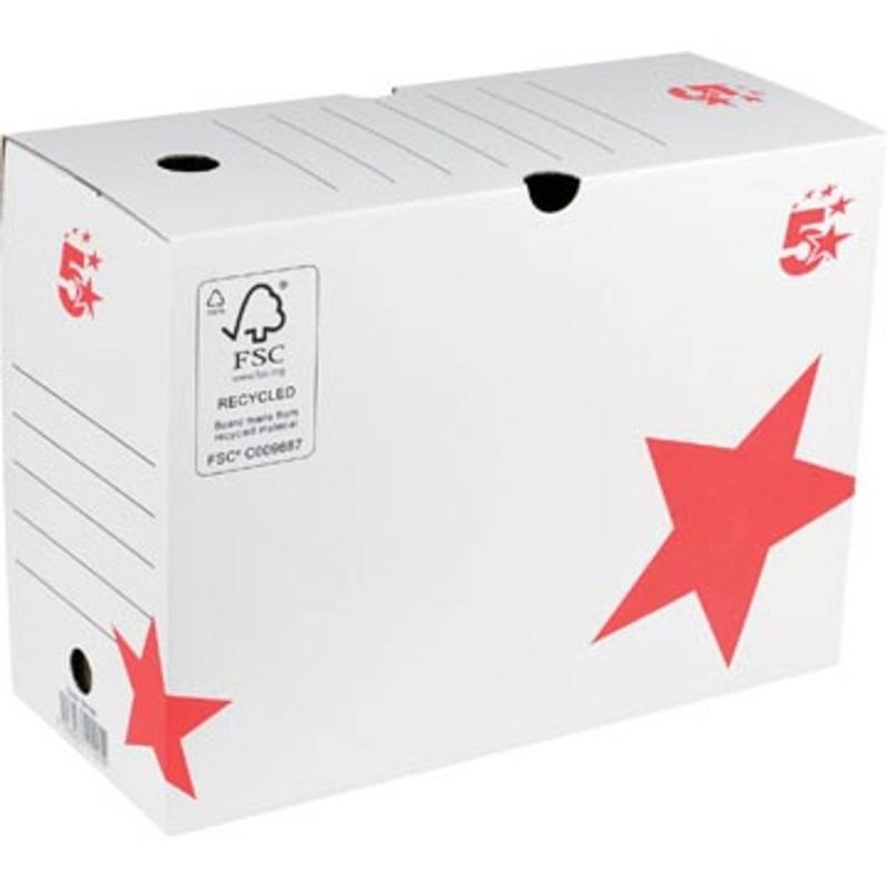 Foto van 5 star archiefdoos ft 25 x 33 x 15 cm (h x l x b), wit/rood