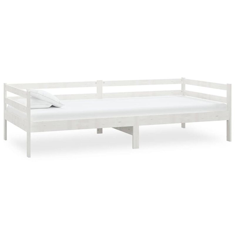 Foto van The living store bedbank massief grenenhout - wit - 204 x 98 x 57 cm - logeerbed en bank