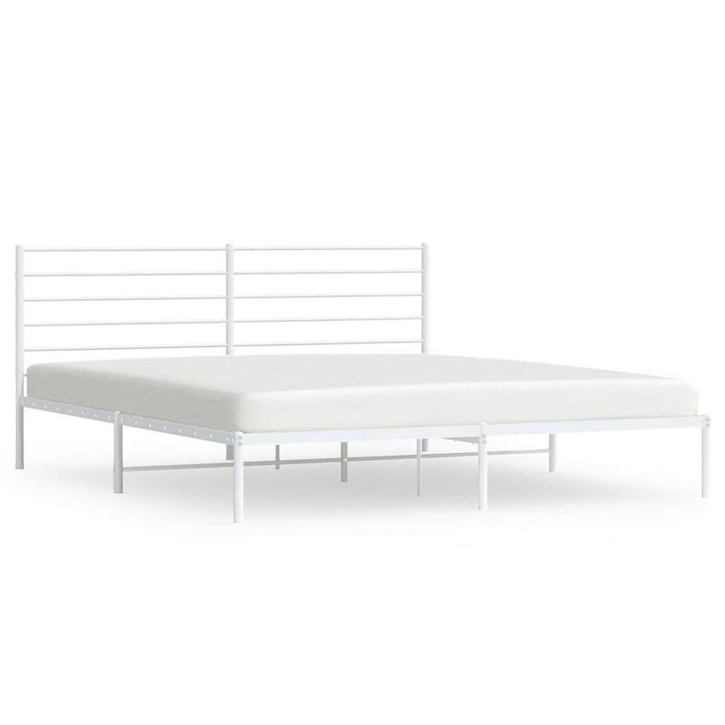 Foto van Vidaxl bedframe met hoofdbord metaal wit 200x200 cm