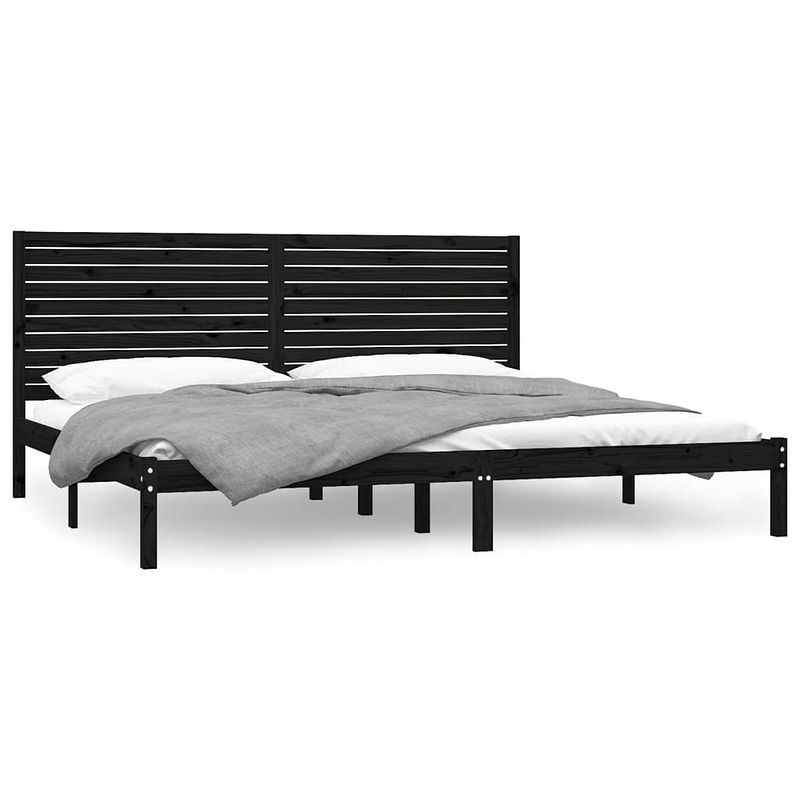 Foto van Vidaxl bedframe massief hout zwart 200x200 cm