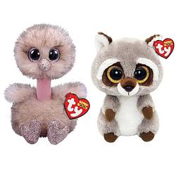 Foto van Ty - knuffel - beanie boo's - henna ostrich & racoon