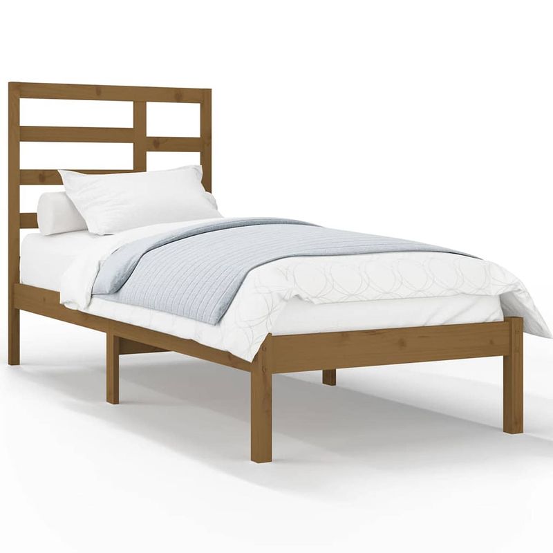 Foto van The living store houten bedframe - modern living - bed - afmeting- 205.5 x 106 x 104 cm - hoogwaardig massief