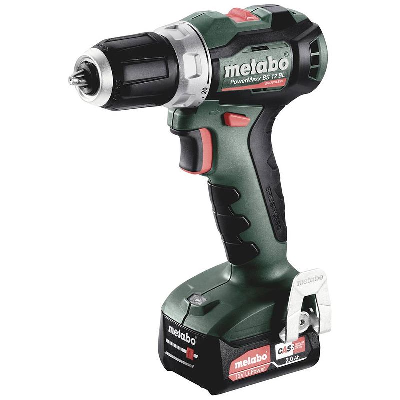 Foto van Metabo powermaxx bs 12 bl 601044500 accu-schroefboormachine 12 v 2 ah li-ion incl. 2 accus, incl. lader, brushless