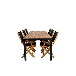 Foto van Bois tuinmeubelset tafel 90x205cm en 6 stoel peter zwart, naturel.