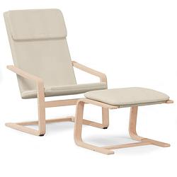 Foto van Vidaxl relaxstoel met voetenbank stof crèmekleurig