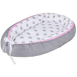 Foto van Lulando babynest sterren junior 80 x 45 cm polykatoen grijs/roze