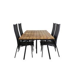 Foto van Chan tuinmeubelset tafel 100x200cm en 4 stoel copacabana zwart, naturel.