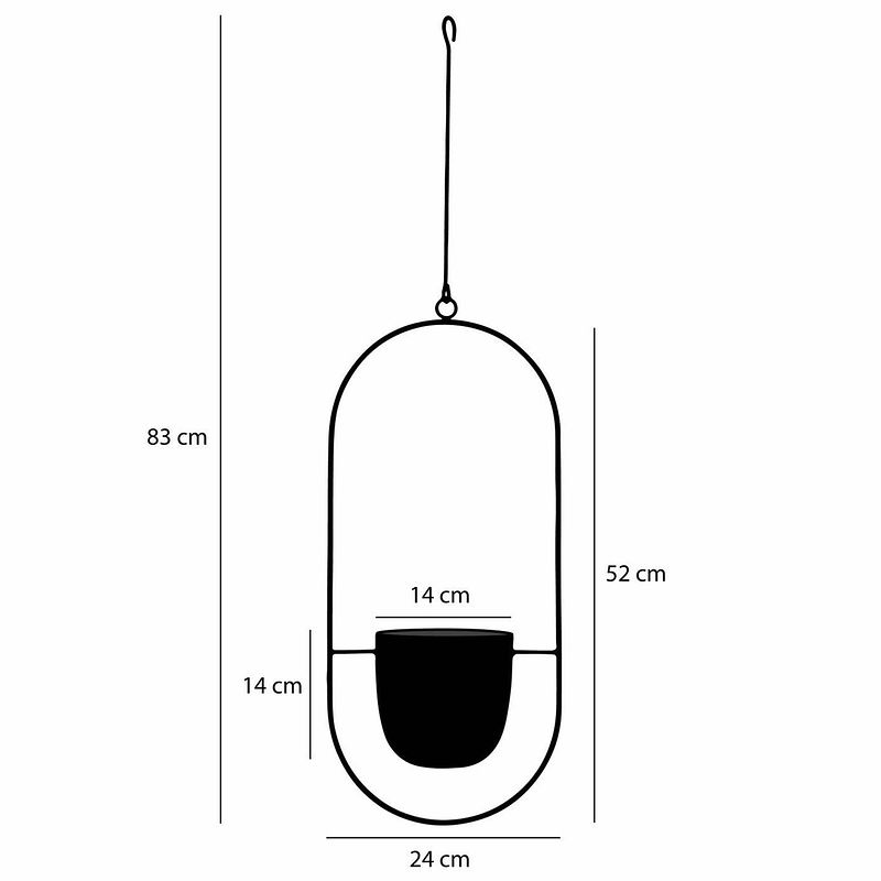 Foto van Mica decorations plantenpot - ijzer - industrieel zwart - l34 x w14 x h83 cm - plantenpotten