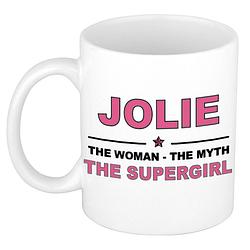 Foto van Jolie the woman, the myth the supergirl cadeau koffie mok / thee beker 300 ml - naam mokken