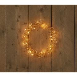 Foto van Batterijverlichting metaal krans goud diameter 30 cm 25 led warm wit