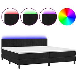 Foto van The living store boxspring - zwart fluwelen bed met verstelbaar hoofdbord en led-verlichting - pocketvering matras -