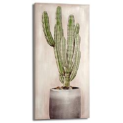 Foto van Giftdecor schilderij cactus recht 50 x 100 cm canvas beige/groen