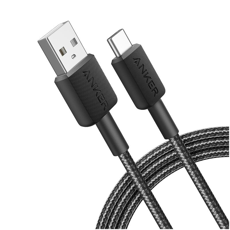 Foto van Anker 322 usb-a to usb-c cable nylon 0.9m kabel zwart