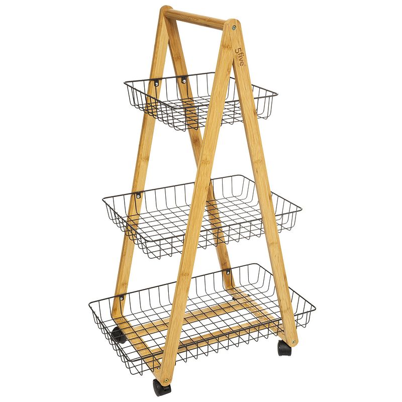 Foto van Keukentrolley bamboe 3-laags 54.5 x 35.5 x 88 cm - opberg trolley