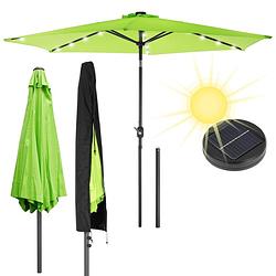 Foto van Parasol groen met led solar, ø 300 cm, rond, met zwengel incl. afdekking