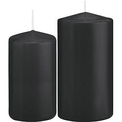 Foto van Stompkaarsen set van 6x stuks zwart 12 en 15 cm - stompkaarsen