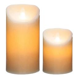 Foto van Led stompkaarsen set - 2x stuks - warm licht - 10 en 20 cm - led kaarsen