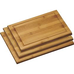 Foto van Set van 3x dikke bamboe houten snijplanken 21 x 31/28 x 38/32 x 44 cm - snijplanken