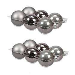 Foto van 12x stuks glazen kerstballen titanium grijs 8 cm mat/glans - kerstbal