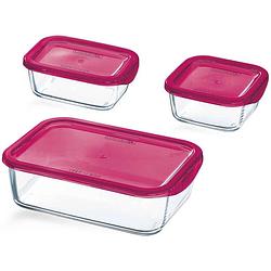 Foto van Luminarc keep 'sn box vershoudbak glas - set-3 - donker roze