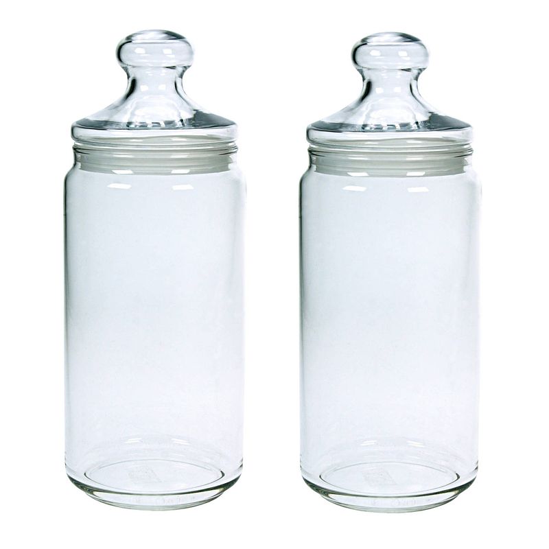 Foto van Set van 2x stuks voorraadpotten/bewaarpotten 1500 ml glas met glazen deksel - voorraadpot