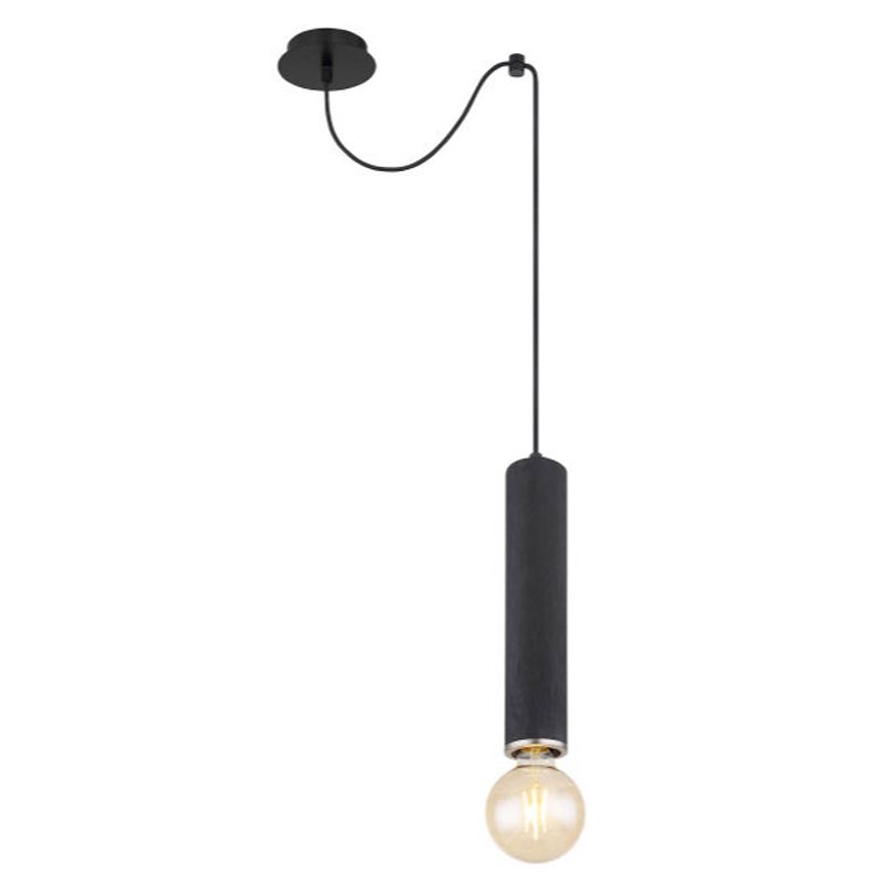 Foto van Industriële hanglamp marion - l:12cm - e27 - metaal - zwart