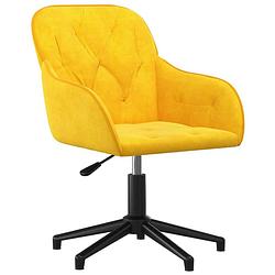 Foto van The living store draaibare bureaustoel - geel - fluweel - 56x61.5x72-80cm - gasveermechanisme - 360 graden draaibaar -