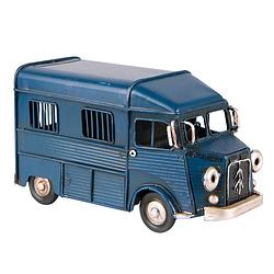 Foto van Clayre & eef decoratie miniatuur bus 16x7x9 cm blauw ijzer decoratie model miniatuur bus blauw decoratie model