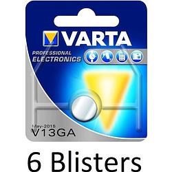 Foto van 6 stuks (6 blisters a 1 st) varta knoopcel batterij lr44 - high energy alkaline - 1,5 volt