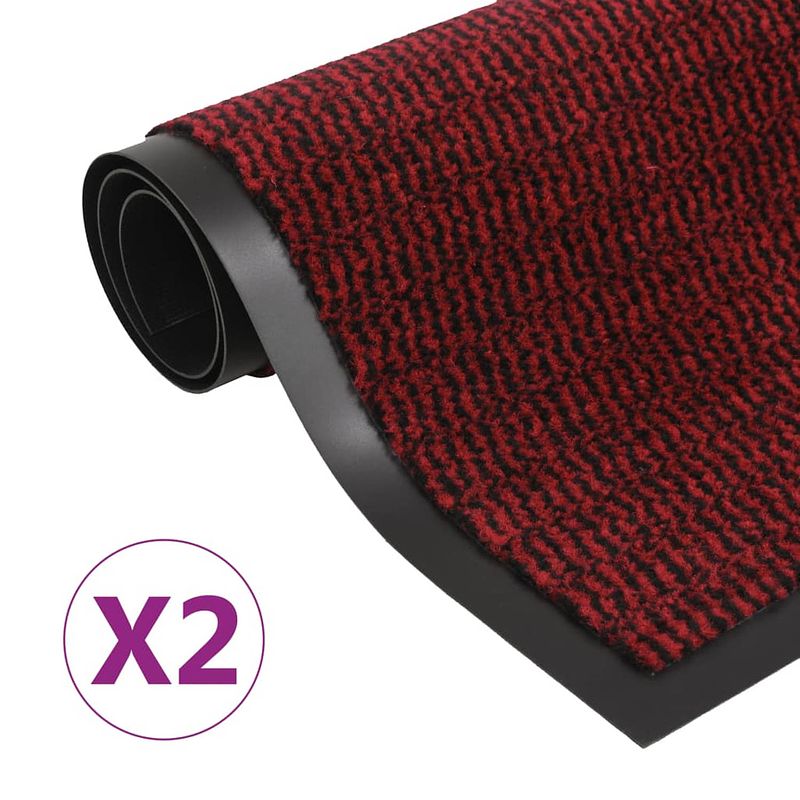 Foto van Vidaxl droogloopmatten 2 st rechthoekig getuft 80x120 cm rood