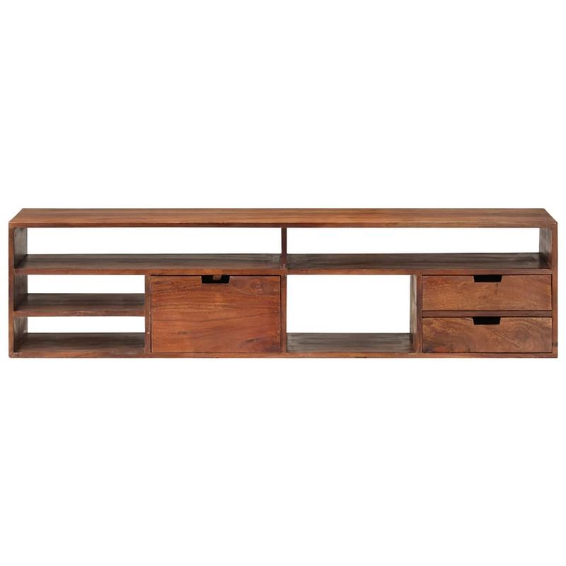 Foto van The living store houten tv-kast - 140 x 30 x 35 cm - acaciahout - 3 lades - 5 open vakken