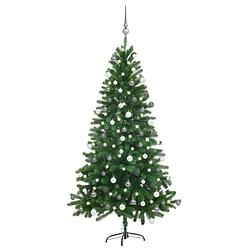 Foto van Vidaxl kunstkerstboom met led's en kerstballen 150 cm groen