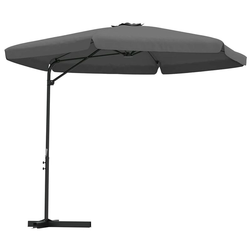 Foto van The living store parasol 300x250 - antraciet - uv-beschermend polyester - stabiele kruisvoet - sterke stalen paal - 6