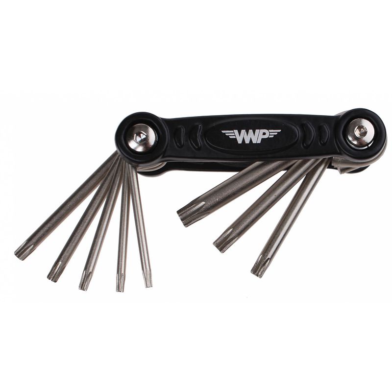 Foto van Vwp multitool torx 8,5 cm zwart/zilver 8 functies