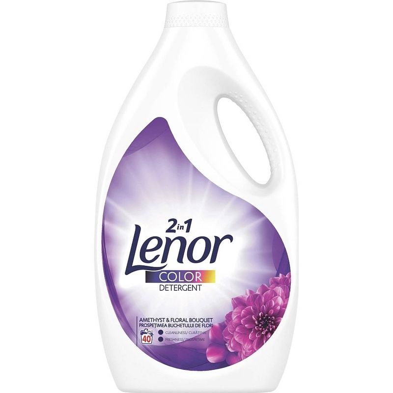 Foto van Lenor - color - amethist & bloemen boeket - vloeibaar wasmiddel - voordeelverpakking 4x 40 wasbeurten (8800ml)