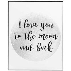 Foto van Schilderij i love you to the moon and back - zwart/wit - 50x40x2 cm - leen bakker