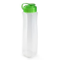 Foto van Kunststof waterfles 1000 ml transparant met dop groen - drinkflessen