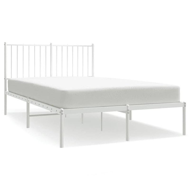 Foto van The living store klassieke bedframe - metaal - wit - 196 x 125 x 90.5 cm - robuust en comfortabel