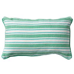 Foto van Dutch decor stripes - sierkussen van katoen emerald 30x50 cm - groen - groen