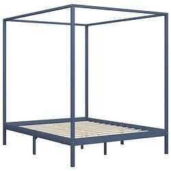 Foto van Vidaxl hemelbedframe massief grenenhout grijs 160x200 cm