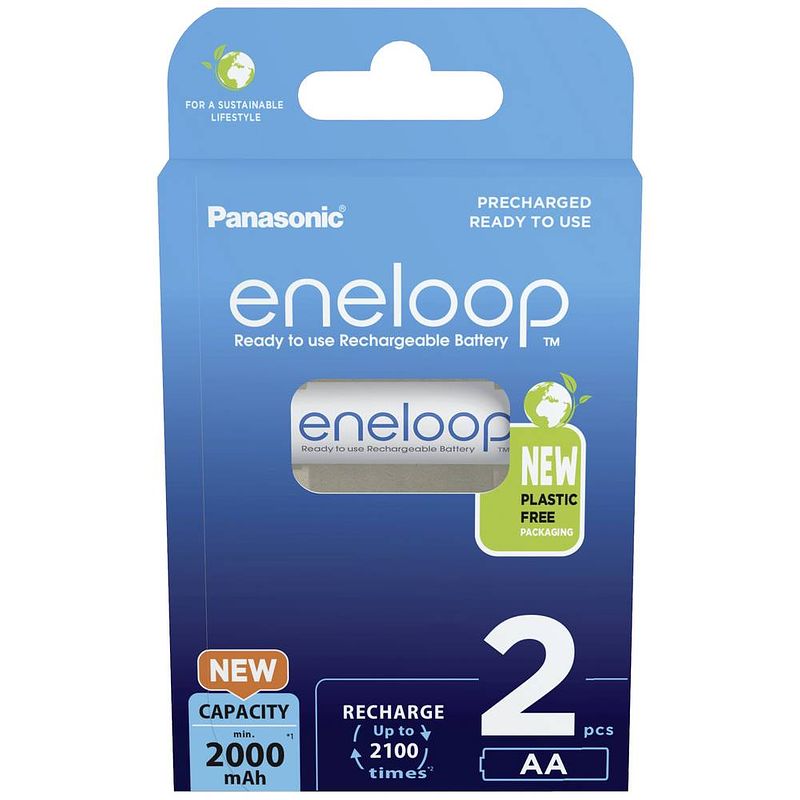 Foto van Panasonic eneloop hr06 oplaadbare aa batterij (penlite) nimh 2000 mah 1.2 v 2 stuk(s)