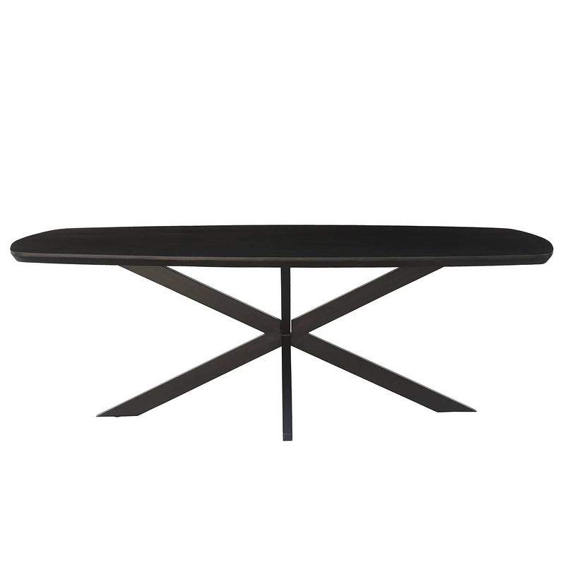 Foto van Livingfurn - eetkamertafel jesper danish oval black 210cm - mangohout / gecoat staal