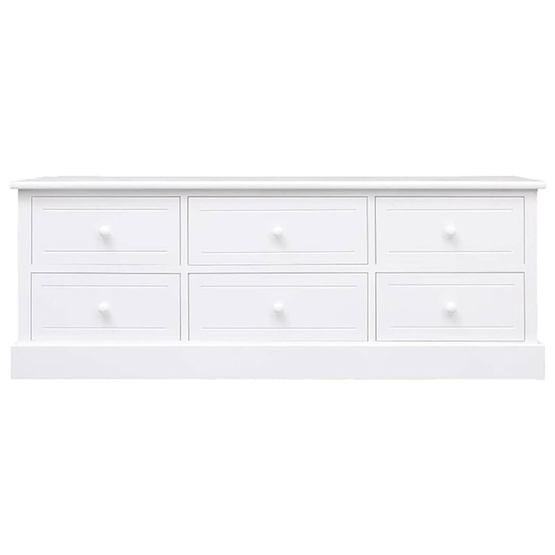 Foto van The living store televisiemeubel the living store - tv kast hout - 108 x 30 x 40 cm - wit - 6 lades