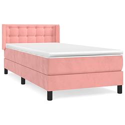 Foto van The living store boxspring met matras fluweel roze 100x200 cm - bed