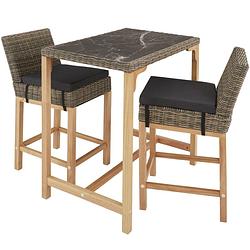 Foto van Tectake® - wicker bartafel kutina met 2 stoelen latina - natuur